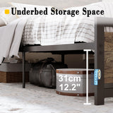 LIKIMIO Walnut King Bed Frame with Headboard & Footboard - Sturdy, Noise-Free Design with Ample Underbed Storage LIKIMIO