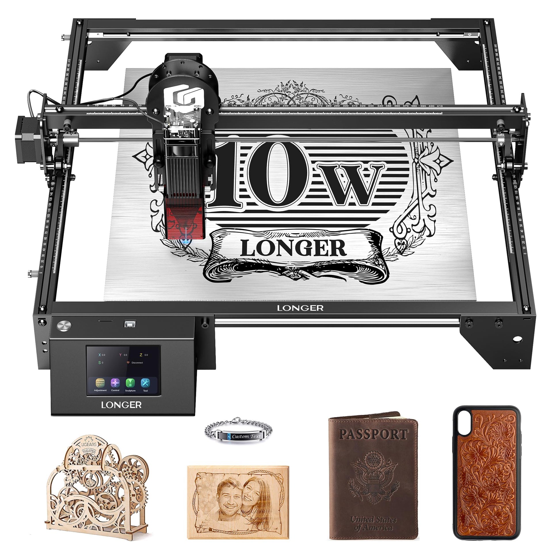 LONGER Laser Engraver Ray5 10W, 60W DIY Laser Cutter and Laser Engraving Machine with 3.5" Touch Screen,0.06mm Laser Spot 10000mm/min, Offline Usage CNC Laser Engravers for Wood Metal Acrylic - WoodArtSupply