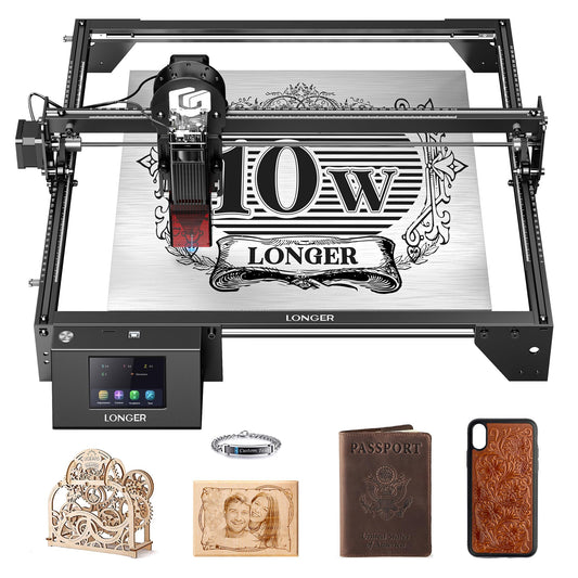 LONGER Laser Engraver Ray5 10W, 60W DIY Laser Cutter and Laser Engraving Machine with 3.5" Touch Screen,0.06mm Laser Spot 10000mm/min, Offline Usage CNC Laser Engravers for Wood Metal Acrylic - WoodArtSupply