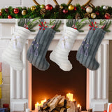 RoundFunny 4 Pcs Christmas Stockings, 18 Inch Striped Plush Faux Fur Xmas Stocking with Pendant, Large Thick Plush Hanging Stockings for Family Holiday Party Fireplace Stairs Decorations RoundFunny