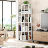 Besiost 360° Rotating Corner Bookshelf – Compact White 4-Tier Storage Rack for Small Spaces Besiost