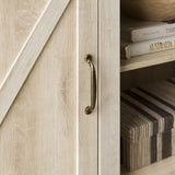 Walker Edison Georgetown Modern Farmhouse Double Barn Door TV Stand for TVs up to 65 Inches, 58 Inch, White Oak Walker Edison