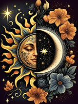 Ekuxom Sun and Moon Diamond Art Kits for Adults, Round Full Drill Diamond Painting Kits, Glow Diamond Art Dots Painting Gem Craft Wall Art Decor Gifts 12x16 inch Ekuxom