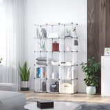C&AHOME Cube Storage Organizer, 16-Cube Shelves Units, Plastic Storage Cubes, DIY Closet Organizer, Modular Closet Storage Shelves Ideal for Home, 48.4" L × 12.4" W × 48.4" H Transparent SUM3016W C&AHOME