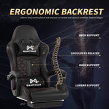 Gaming Chair, Computer Office Chair with Footrest, 155° Reclining Chair, Ergonomic High Back Computer Chair with Headrest and Lumbar Support for Adults and Kids (Black) Gamtimer