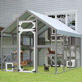 Extra Large Catio Outdoor Cat Enclosure Waterproof, Walk-in Outdoor Pet House for Multiple Cats, Catio Cat Run Cage with Bridges, Weatherproof Full Cover, 8 Platforms, 2 Resting Box Magazoopet