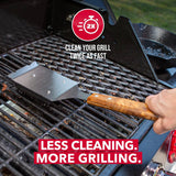 BBQ-Aid Grill Brush and Scraper for Barbecue – Grill Brush for Outdoor Grill with Extended, Large Wooden Handle and Replaceable Stainless Steel Bristles Head –No Scratch- BBQ Grill Brush for Any Grill BBQ-Aid