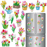 Saillong 20 Pcs Tulip Diamond Painting Magnets Spring Diamond Art Magnets Kits Refrigerator Magnetic Stickers for Fridge Home Adults DIY Crafts Saillong