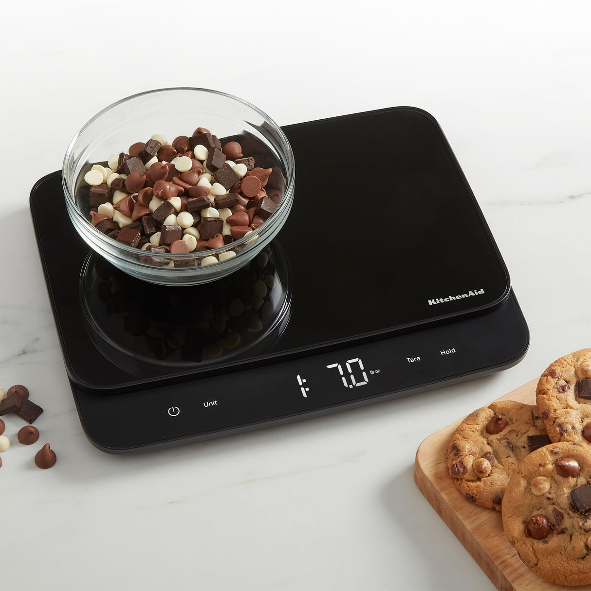 KitchenAid KQ917 High Capacity Glass Surface Digital Kitchen and Food Scale, 30 Pound Capacity and Precision, Grams, Ounces, Pounds, Fluid Ounces & Milliliters, LED, Tare Function, Black KitchenAid