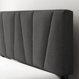 ZINUS Queen Maya Upholstered Bed Frame with Asymmetric Headboard, Durable Wooden Slats, Sturdy Framework, Noise Free Sleep, No Box Spring Needed, Easy Assembly, Eco Friendly Packaging, Dark Grey Zinus