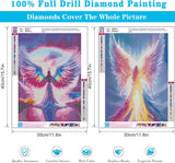 mrpwnle 2 Packs Diamond Art Painting Kits for Adults, Rainbow Angel Diamond Art Kits for Adults Beginners, DIY Round Full Drill Gem Craft Kit for Home Decor Gifts 12x16 inch mrpwnle