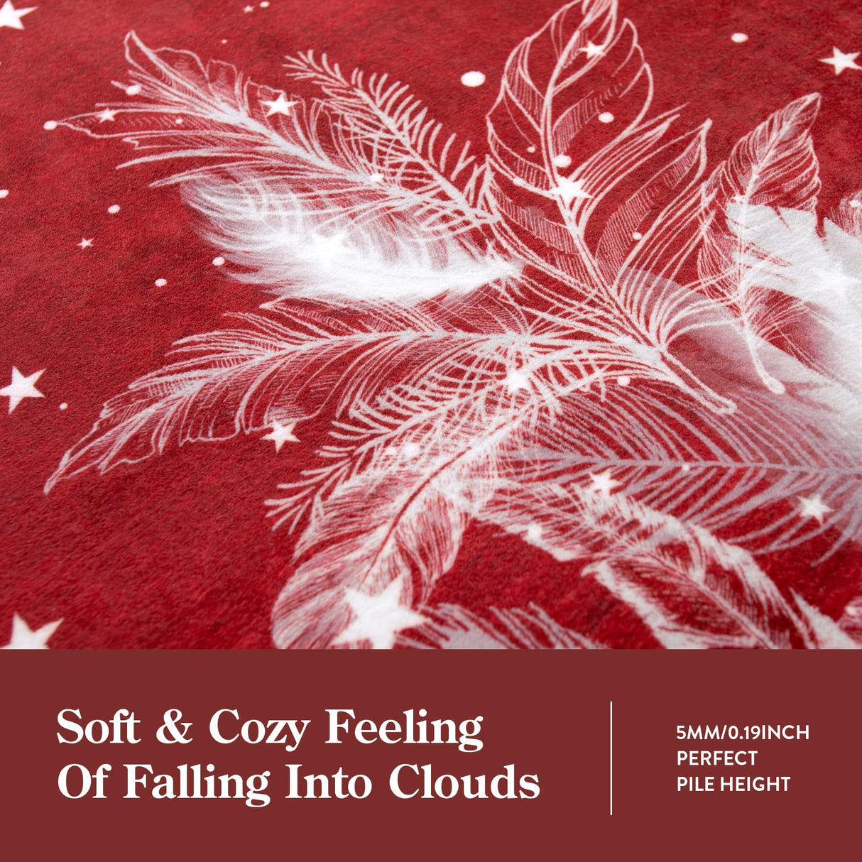 Lahome Christmas Rugs 5x7 Area Rug Washable Rug for Bedroom, Red Soft Nursery Rug Non-Slip Stain Resistant Living Room Rugs, Christmas Tree Print Holiday Decor Untra-Thin Carpet for Office Lahome