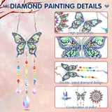 Funshot 3 Pcs DIY Diamond Painting, Small Hummingbird Suncatcher Diamond Art Kits for Adults, Butterfly Decor Diamond Art Kit, Hanging Ornaments Wind Chime Kit Funshot