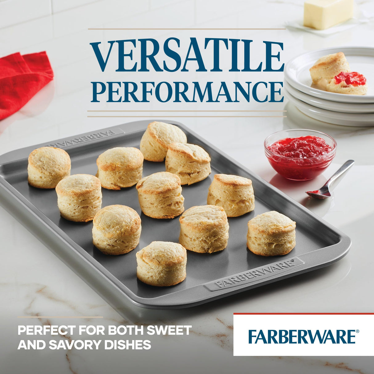 Farberware Bakeware Nonstick Cookie Baking Sheets, 3-Piece Set, Gray Farberware
