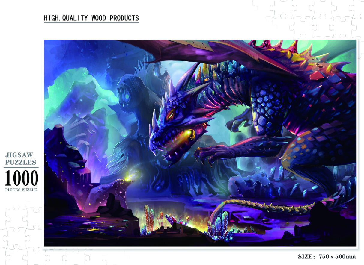 Dragon Planet 1000 Pieces Wooden Jigsaw Puzzles Personalized Photo Puzzle for Adults Friends Picture Puzzle Gifts for Wedding Birthday Valentine's Day Home Decor FANGKISSU
