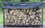 Woodhaven 6 Foot Black - Heavy Duty Made in the USA - Outdoor Cord Firewood Storage Log Rack With Seasoning Cover Set - Metal Firewood Rack With UV-Stable Powder Coat Woodhaven