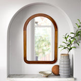 Arched Mirror 22 x 30 Inch,Brown Wood Rustic Bathroom Tempered Wall Mirror with Wood Frame,Round Corner Arch Farmhouse Wooden Vanity Mirror for Living Room,Entryway or Bedroom（Walnut Brown） CULER