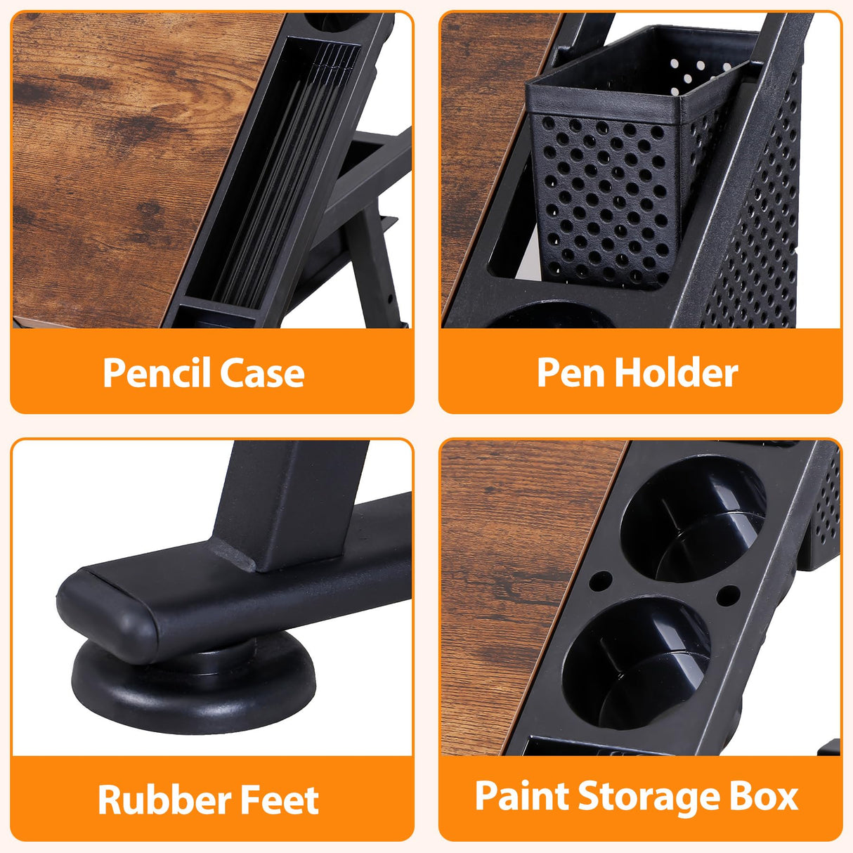 ZENY Adjustable Drafting Table with Stool, Tilting Drawing Desk Artist Table with Storage Drawers, Art Craft Workstation for Home Office Reading, Writing, Crafting ZENY