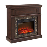 42" Electric Fireplace with Mantel, Portable Freestanding Wood Stove Heater, 23" Electric Fireplace Insert,1400W Realistic 3D Flame Stacked Stone Surround, Remote Control (Cherry, 42" W 40" H 14" D) CKEASEAN