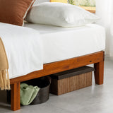 Mellow Naturalista Classic Solid Wood Platform Bed Frame - Queen Size, Cherry Finish, No Box Spring Required Mellow