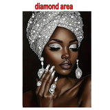 African woman diamond art kits for adults,Partial 5D Diy diamond painting kit for beginners,Special shaped diamond art,sparkling gem art,Diamond Mosaic embroidery gift,living room decor,11.81x15.7inch KUFWKEY