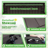 Greesum 70 Gallon Outdoor Storage Deck Box with Armrest Bench Lockable, Waterproof and UV Resistant, Suitable for Garden, Pool, Patio, Brown Greesum