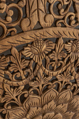 Queen Wood Carved Mandala Headbaord, Handcrafted Bedroom Furniture in Reclaim Teak, Durable Wall Art Hanging from Thailand, Stained in Brown, 60 in Siam Sawadee