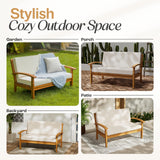 IDZO Laurent 800lbs Capacity Acacia Outdoor Loveseat, FSC Certified 2 Seater Patio Sofa with 3.9in Thick Cushions, Teak Finish Porch Couch for Garden Backyard IDZO