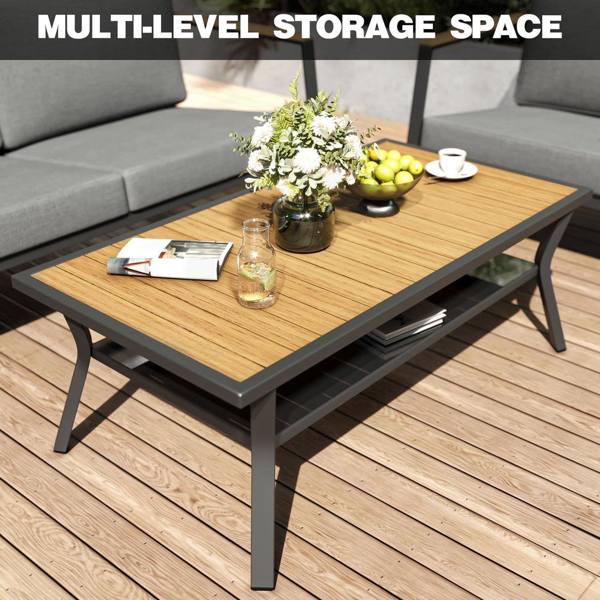 Vimstora 4 Pieces Aluminum Outdoor Patio Furniture Set with Thicken Cushions&Sturdy Table, Modern Patio Conversation Sets Sofa for Balcony, Garden, Deck & Porch Vimstora