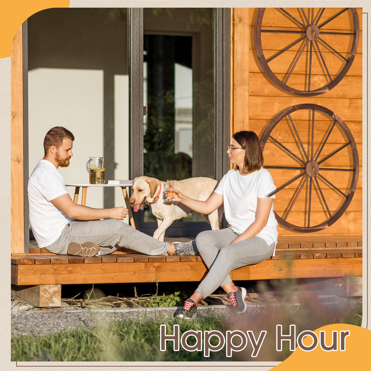 CroBlissful 2 Pcs Wooden Wagon Wheels 30 Inch Removable Decorative Wooden Wheels Old Western Wood Wagon Wheel Hanging Cowboy Party Decorations Wood Wheels for Bar Garage Indoor Outdoor CroBlissful