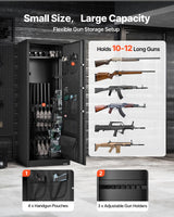 VEVOR 10-12 Gun Safe, Long Gun Cabinet for Rifles and Pistols, Quick Access Rifle Safe with 4 Pistol Pockets and 3 Adjustable Racks, Large Digital Cabinet with Key and Password Lock VEVOR