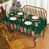 Horaldaily Christmas Tablecloth 60×84 Inch Rectangular, Christmas Trees Green Washable Table Cover for Party Picnic Dinner Decor Horaldaily