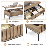 MilleLoom Coffee Table, 43" Lift Top Coffee Table with 2 Hidden Storage Compartment, Wooden Center Table with Soft Close Lift Tabletop, Farmhouse Coffee Table for Living Room MilleLoom