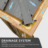 12x18Ft Hardtop Gazebo Wooden Coated Aluminum Frame Canopy Galvanized Steel Double Roof Outdoor Wood-Looking Permanent Metal Pavilion with Curtains and Netting for Patio Deck Lawn MONDAWE