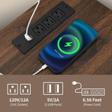 DWVO 63'' Buffet Storage Cabinet, 32'' Tall Farmhouse Sideboard Cabinet with Power Outlets and Sliding Doors, Large Coffee Bar Cabinets for Kitchen, Living Room, White/Brown DWVO