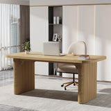Tribesigns 62" Executive Desk, Large Computer Office Desk with Double Pedestal, Modern Simple Style Natural Wood Top Rectangle Writing Desk for Home Office (Natural) Tribesigns