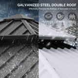 YITAHOME 10x10ft Hardtop Gazebo Heavy Duty Double Roof with Nettings and Curtains Galvanized Steel Outdoor Combined of Vertical Stripes Roof for Patio, Backyard, Deck, Lawns, Gray YITAHOME
