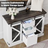 TROPOW Home Farmhouse Hall Tree with High-Definition Mirrors, Spacious Storage Space, and Stable Shoe Cubbies - Multifunctional Coat Rack and Bench for Entryway, White TROPOW