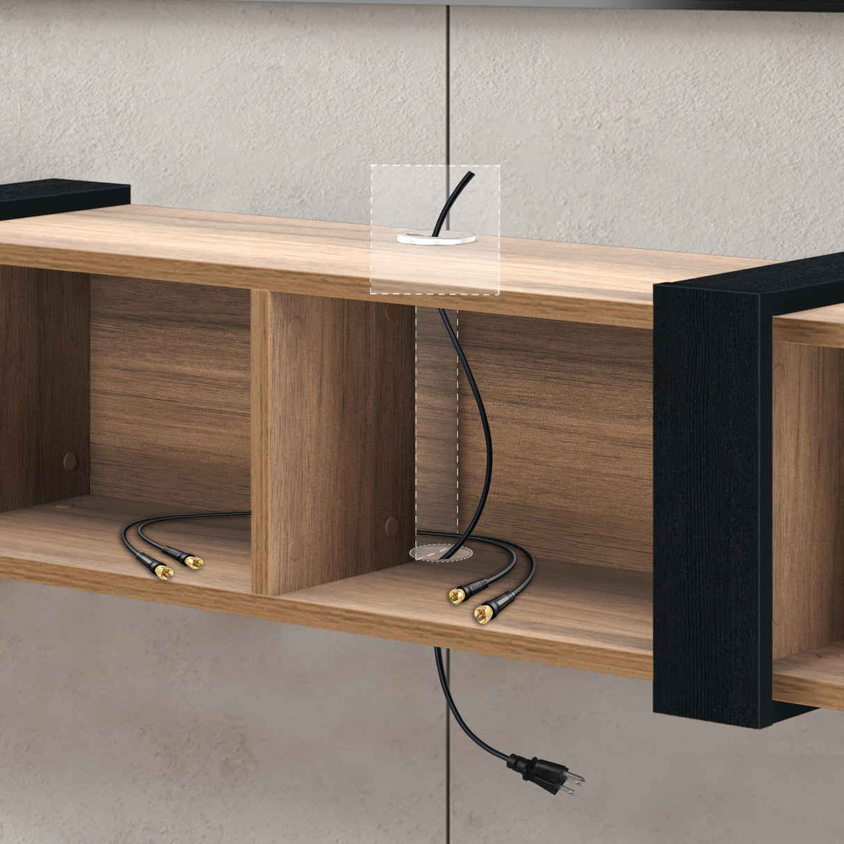 Atelier Mobili Floating TV Stand 75 Inch, Wall Mounted Entertainment Center, Shelf for Under TV, Console, Walnut ATELIER MOBILI THE LEADER OF THE INTERCHANGEABLE FURNITURE