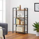 VASAGLE 4-Tier Rustic Brown & Black Bookshelf for Home & Office Storage VASAGLE