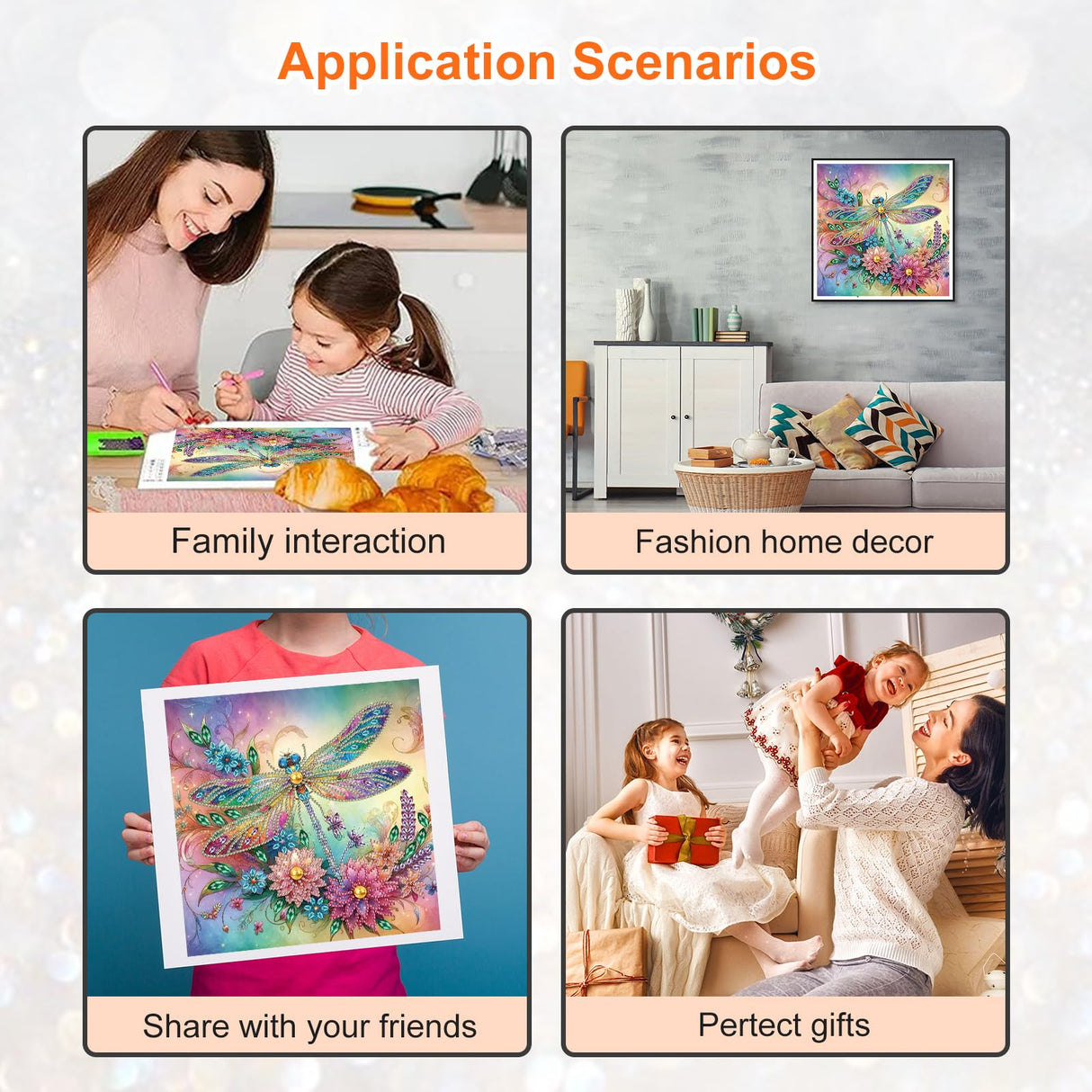 Acudotr Diamond Painting Kits for Adults Dragonfly, 5D Special Shape Diamond Art Kits for Beginners, Crystal Rhinestones Diamond Painting for Home Wall Decoration, 12×12 Inch Acudotr