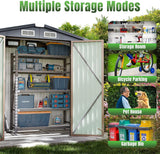 Aoxun 6'x4' Outdoor Metal Storage Shed with Lockable Door- Ideal for Tools, Garden Equipment & Bikes, Perfect for Patio Placement(Base Included/Brown) Aoxun