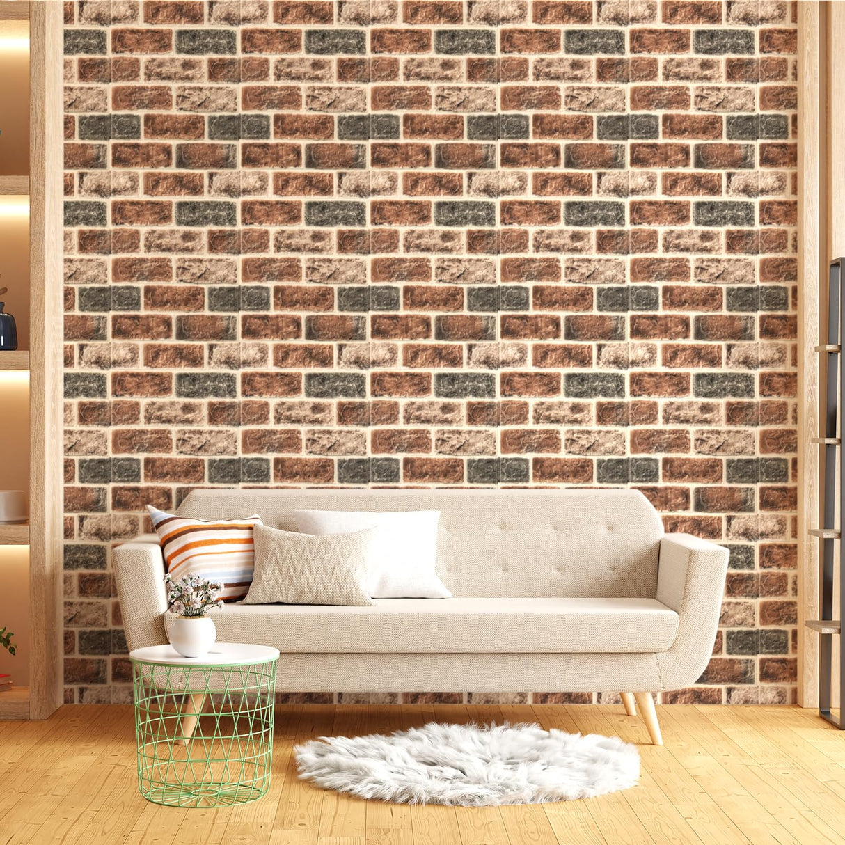 Art3d 10 Pcs 3D Peel and Stick Foam Brick Wall Panels, Gray Brown Art3d