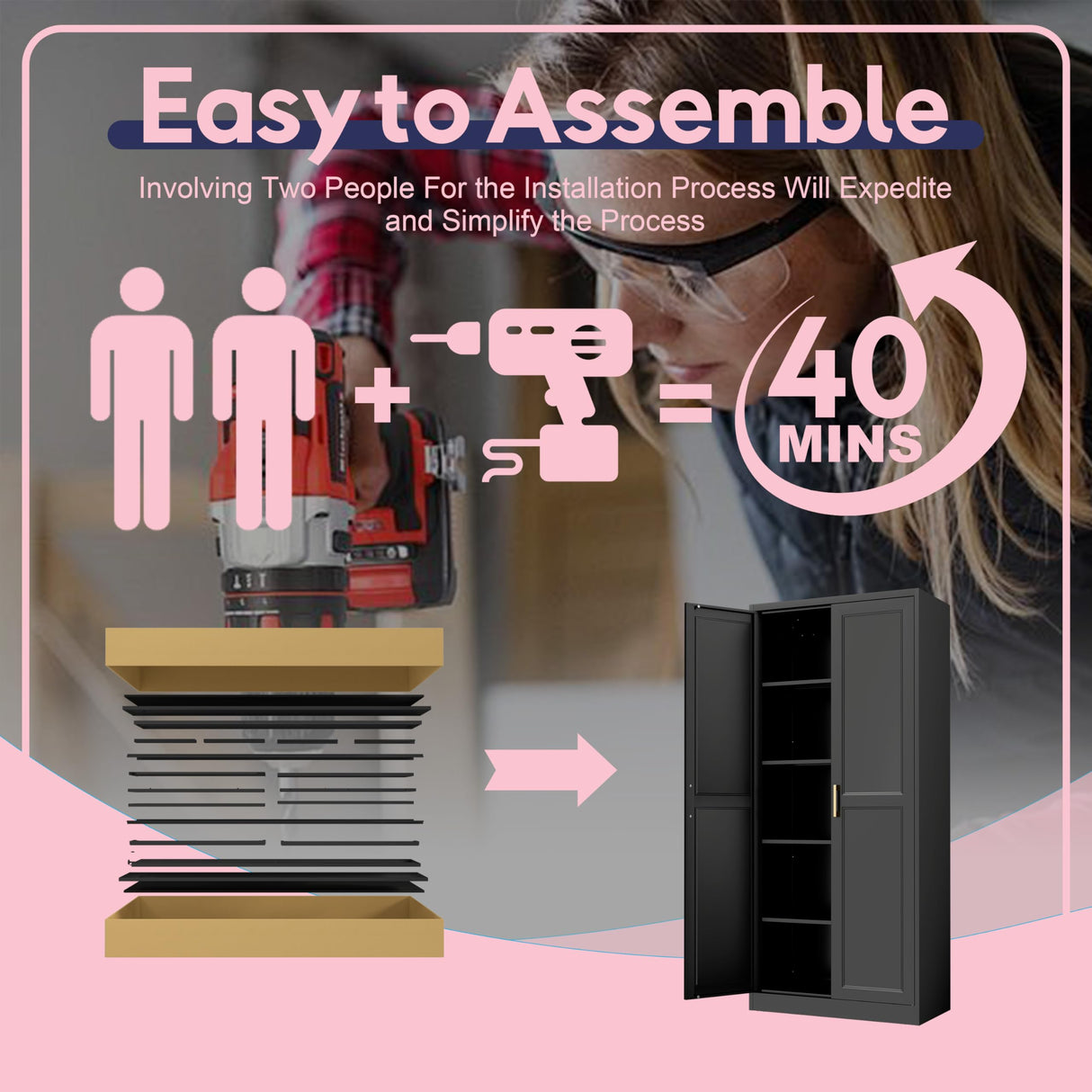 UNICOLY 71" Storage Cabinet, Metal Pantry Cabinet, Kitchen Pantry Storage Cabinets with Doors and 4 Shelves for Laundry Room, Living Room, Dinning Room, Assembly Required, Black UNICOLY