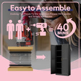 UNICOLY 71" Storage Cabinet, Metal Pantry Cabinet, Kitchen Pantry Storage Cabinets with Doors and 4 Shelves for Laundry Room, Living Room, Dinning Room, Assembly Required, Black UNICOLY