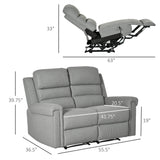 HOMCOM 2 Seater Recliner Sofa with Manual Pull Tab, Fabric Reclining Sofa, RV Couch, Home Seating, Gray HOMCOM