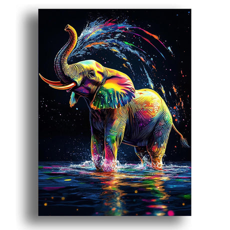 Zariocy 5D Diamond Art Kits for Adults Elephant playing in water, DIY Diamond Painting Art Animal Round Full Drill Crystal Diamond Embroidery Paintings Arts Craft for Home Office Wall Decor 12x16 inch Zariocy