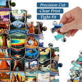 PICKFORU National Parks Puzzles for Adults 1000 Pieces and up, National Parks Stickers Puzzle Collects Yellowstone Yosemite Zion Glacier, National Park Poster Jigsaw Puzzles as Home Decor PICKFORU