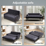 homeokay Convertible Queen Sleeper Sofa Bed Couch, with Pull-Out Feature, 5 Adjustable Backrest Positions, Removable Armrests, Ottoman, and Storage for Living Room(Gray) homeokay