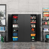 Fesbos Metal Storage Cabinet-71” Tall Steel File Cabinets with Lockable Doors and Adjustable Shelves-Black Steel Storage Cabinet for Home,Kitchen, School, Office, Garage Fesbos